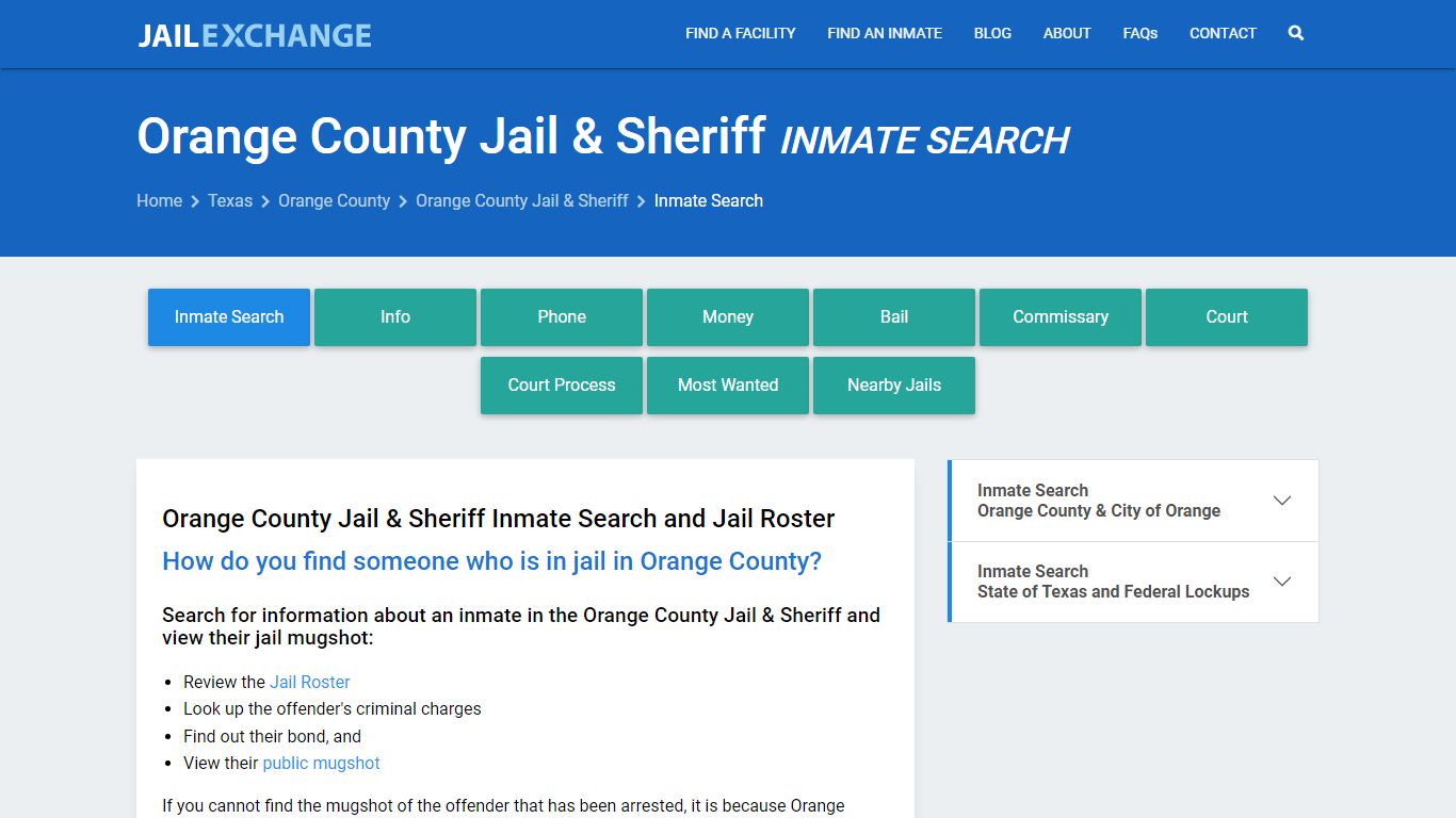 Orange County Jail & Sheriff Inmate Search - Jail Exchange